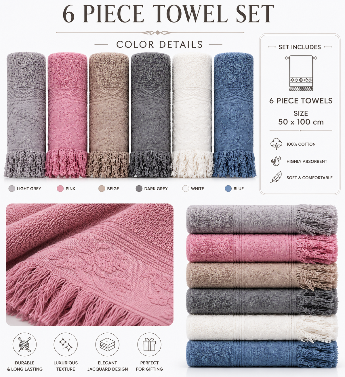 El Shafey Towels 6 Pieces T-02