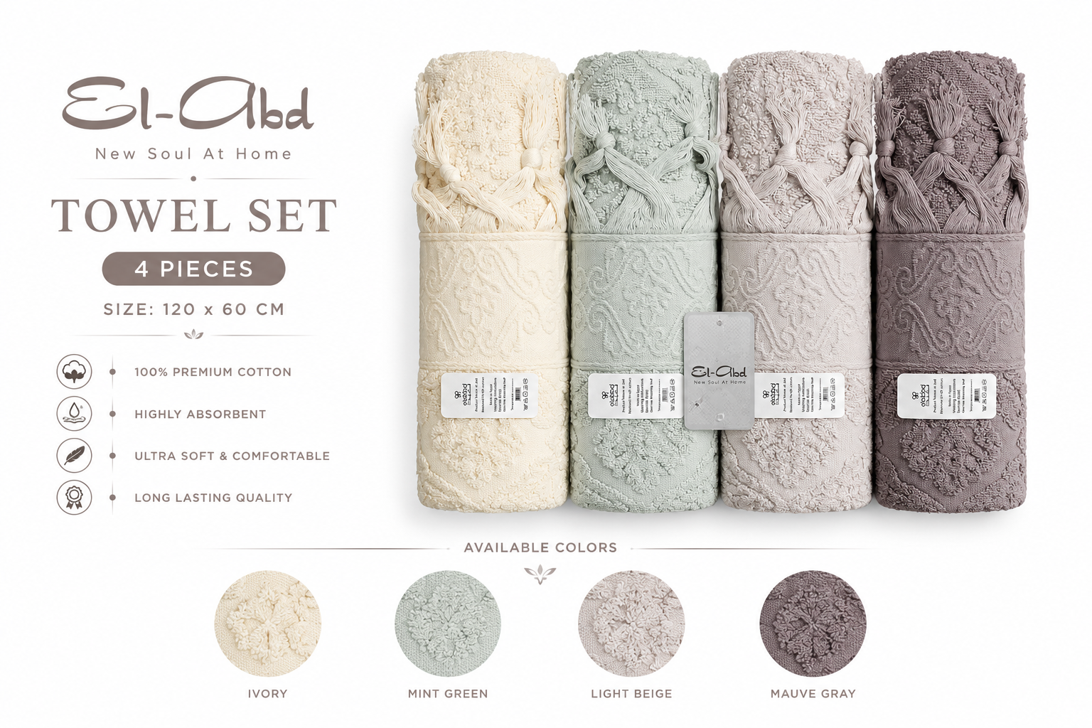 El-abd Towels 4 Pieces
