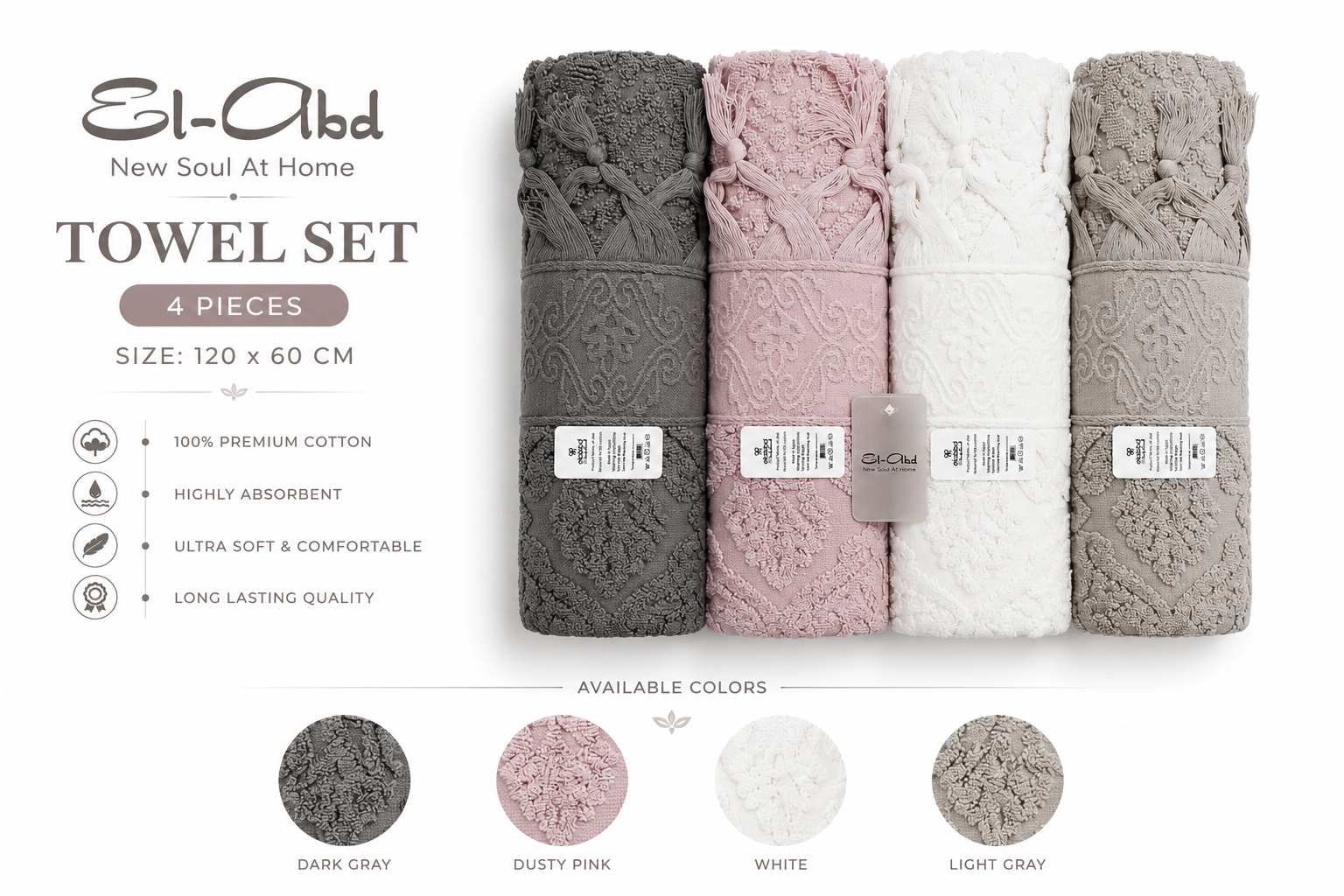 El-abd Towels 4 Pieces