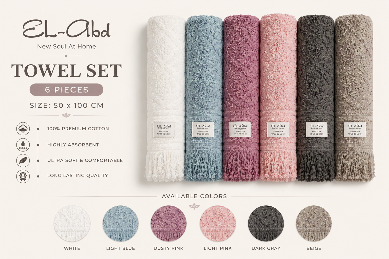 El-abd Towels 6 Pieces