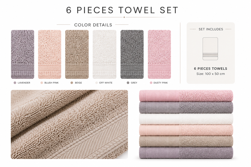 El Shafey Towels 6 Pieces T-01